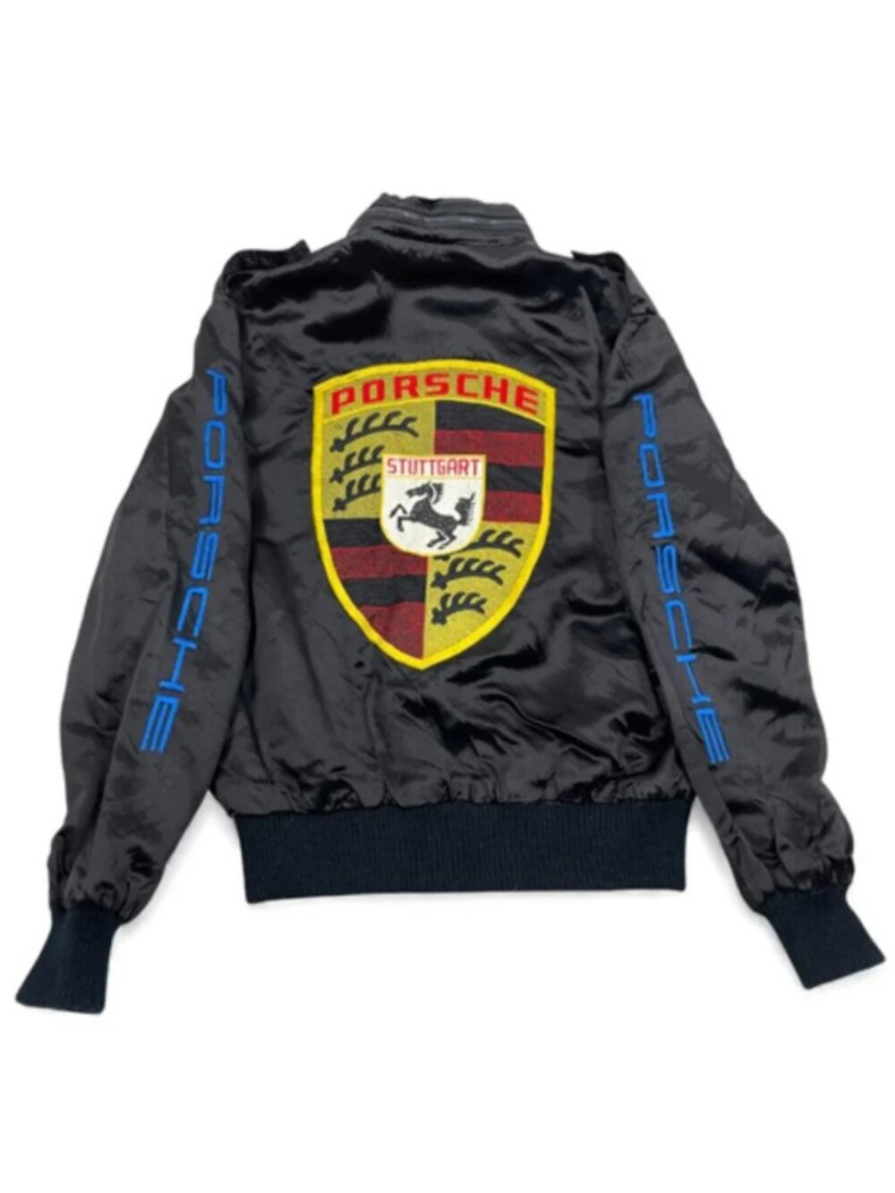 Porsche Stuttgart 1980's Vintage Style Auto Satin Bomber Jacket Men's Medium